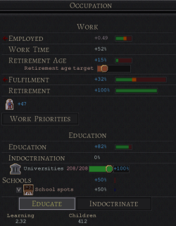 Screenshot of the Occupation GUI.